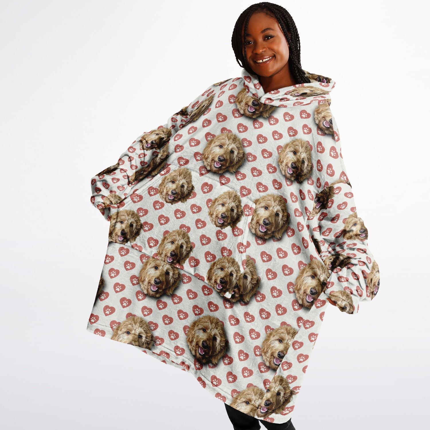 Oversized Personalized Pet Face All-Over Blanket Hoodie