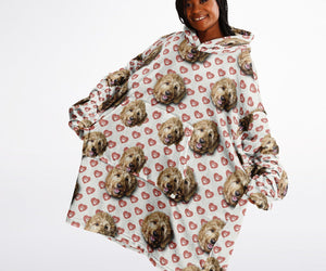 Oversized Personalized Pet Face All-Over Blanket Hoodie